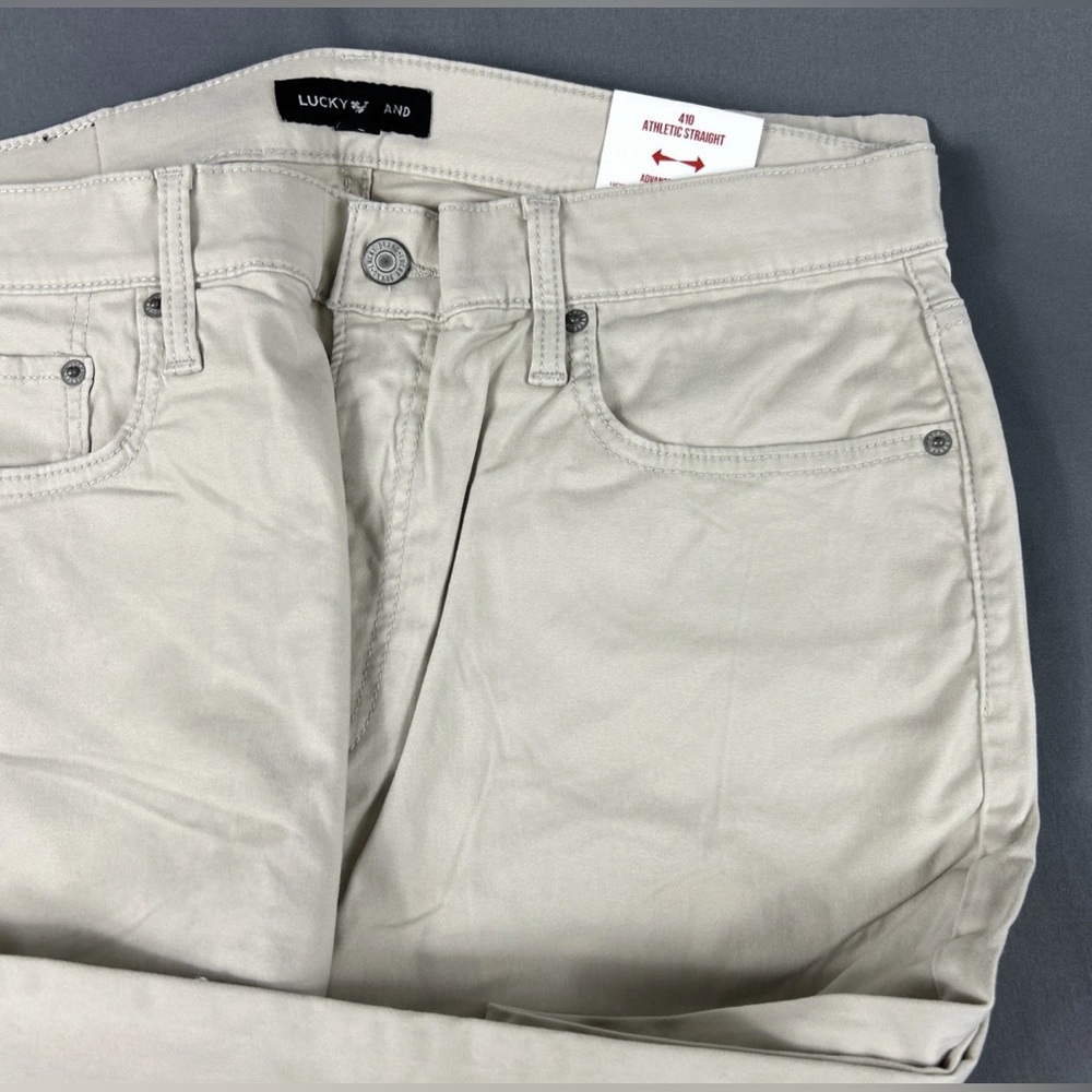 Lucky Brand Pants 410 Athletic Straight 34 x 30 Moonstruck Beige Cotton Spandex - Picture 6 of 10